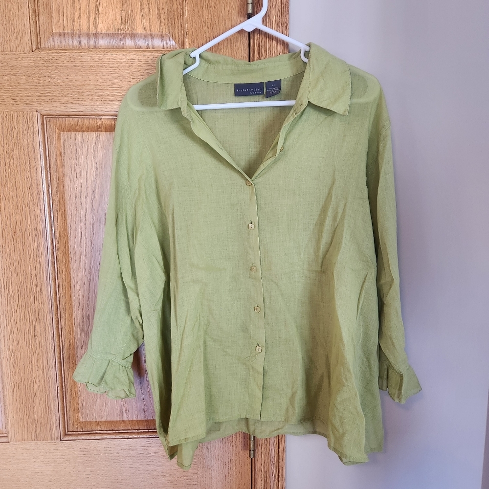 Relativity Green Button-down blouse